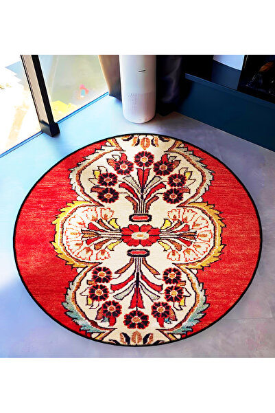 Rugs Modern Halı البيج الأحمر تحت عنوان عزر التقليدية منقوشة جولة المنسوجة قا...