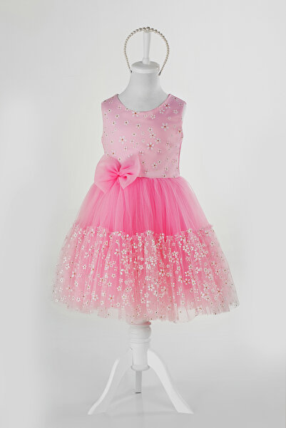 modabesta Papatya Desenli Çocuk Abiye Elbise