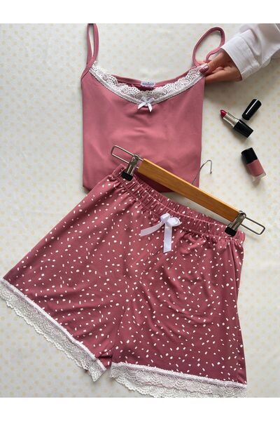 Butik İP ASKILI ŞORTLU MİLAN KUMAŞ PİJAMA TAKIMI