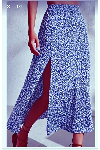 Lerix mod Lerixmod Etek Uzun Yırtmaçlı Desenli