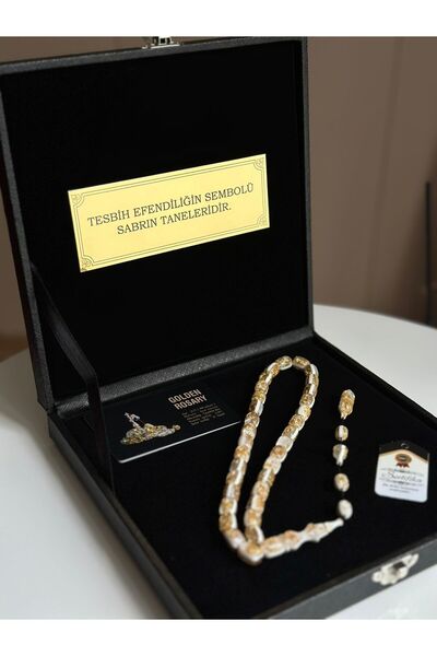 Kehribarstore Özel Yazılı, Özel Kutulu Altın Parçacıklı Tesbih Erkek Hediye Sertifikalı Kişiye Özel İsimli