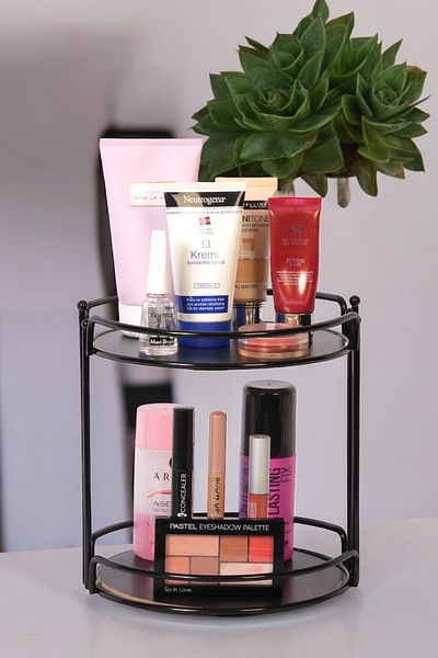 decorev Stylish Bathroom Cosmetic Jewelry Organizer Makeup Organizer 2 Tiers Service Presentation Tray Catering