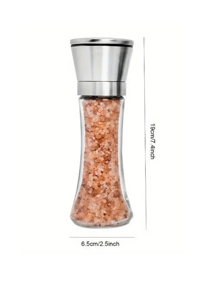 BRE HOME 1 Piece Stainless Steel Long Spice Salt Pepper Grinder with Lid