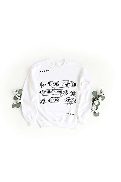 LAND MODA Oversize White Printed Sweatshirt