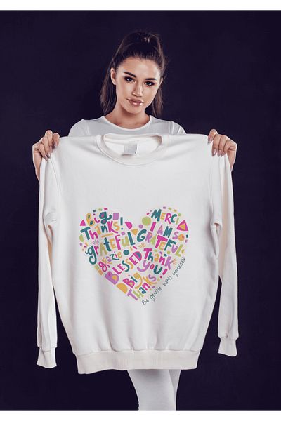 LAND MODA Φούτερ Oversize με λευκό στάμπα
