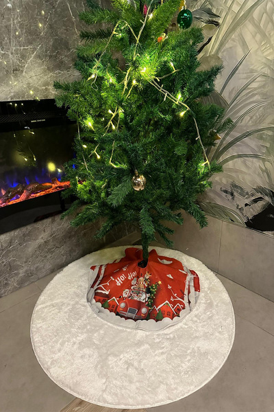 aymira home Christmas Pine Tree Foot Cover Washable Fabric with Velcro 65x65