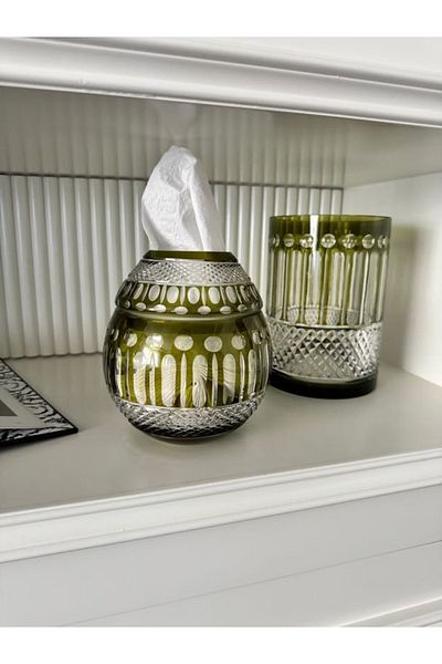 dekorasyon garajı Crystal Cut Glass Napkin Holder and Accessories (Vase, Trash Can, Candle Holder, etc.)