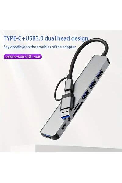 Foxyn FXN-773 MacBook Pro/Air USB 3.0 Çoklayıcı SD/TF USB-C TYPE C Kart Okuyucu Çevirici Adaptör