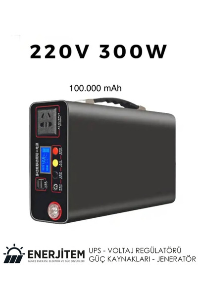 ENERJİTEM 300w Sessiz Hibrit Jeneratör, Taşınabilir Güç Kaynağı,powerbank