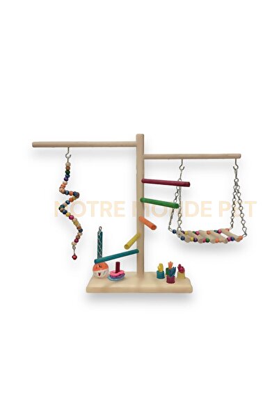 NOTREMONDEPET El Yapımı Masa Üstü Kuş Oyun Alanı Salıncaklı Helezonlu Zeka Oy...