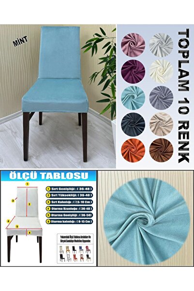 KILIFSAN 4 Adet Süet Detaylı Angora Kumaş Sandalye Kılıfı Yıkanabilir Likralı...