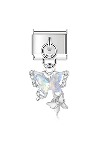 ITALIAN Kelebek Desenli Parlak Italyan Charm 9mm