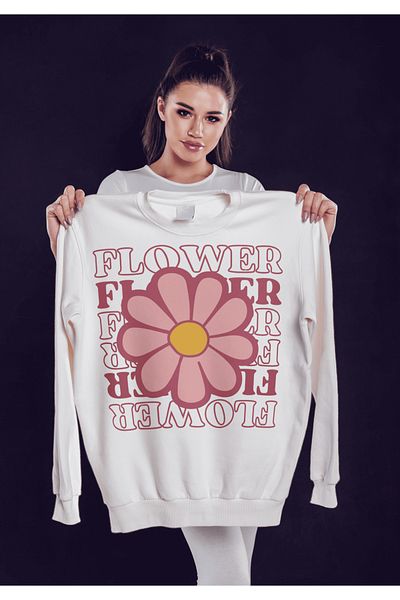 LAND MODA Φούτερ Oversize με λευκό στάμπα