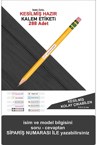 Hsn Okul Kalem Etiketi Kesilmiş Kalem Sticker Seti Isimli Okul Etiketi 288 Adet