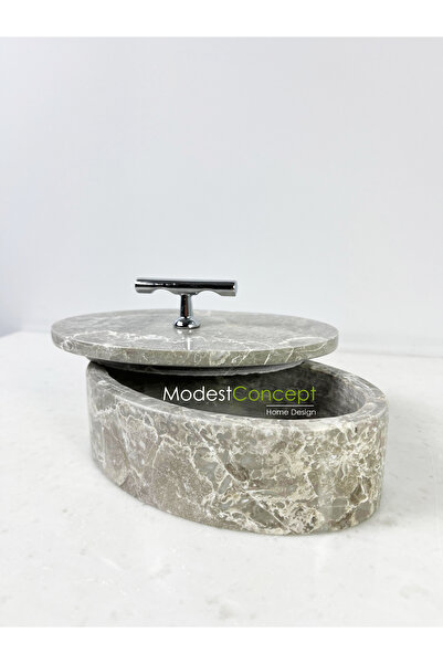 Modestmar Doğal Gri Mermer Kase, Mermer Takı Kutusu,mermer Organizer, Dekorat...