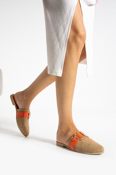 Moda Devrin Orange Women's Slippers - Jute inDoor, Home anD OutDoor