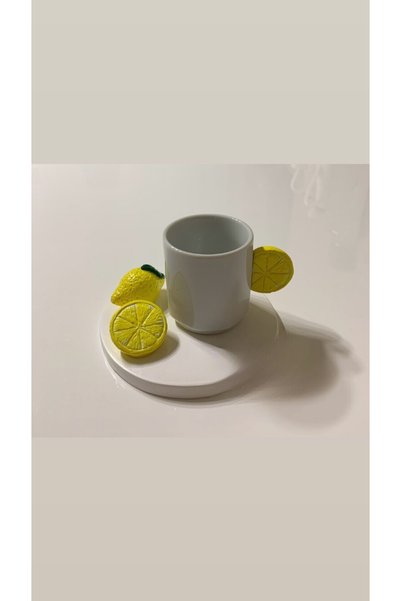 renklidüşler Lemon Figured Design Coffee Cup