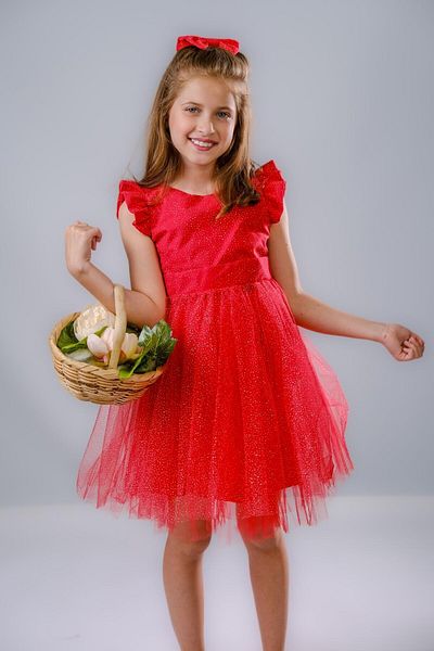 konfix Girl's Glitter Evening Dress 1-9 Years Red