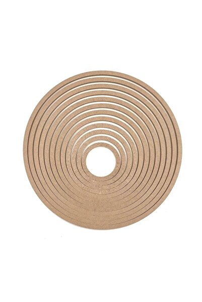 Vuslat Hediyelik 30 cm Macrame Ring - 12 Pieces, Raw Mdf, 8mm Thickness, Paintable Screwless Pulley