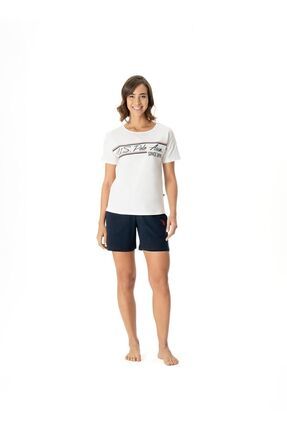 U.S. Polo Assn. U.S. Polo Assn. Kad n Ekru Geni Yaka T Shirt ort Tak m 02Y.K1M.KE.6X.R9.8P.5