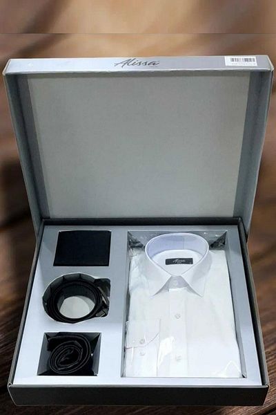 Alissa 3 Men's Dowry Set (WALLET, BELT, SHIRT, TIE) - black