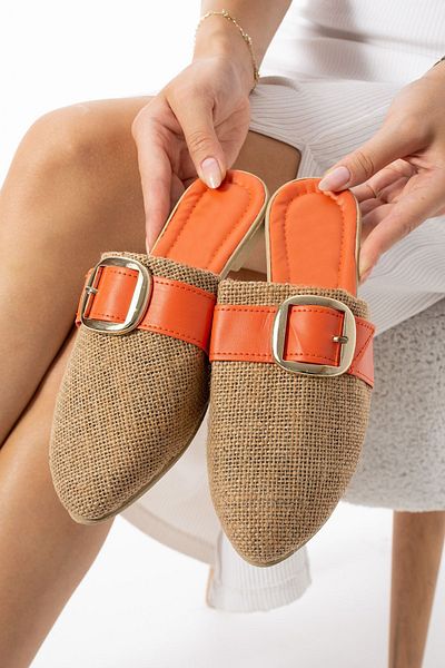 Moda Devrin Orange Women's Slippers - Jute inDoor, Home anD OutDoor