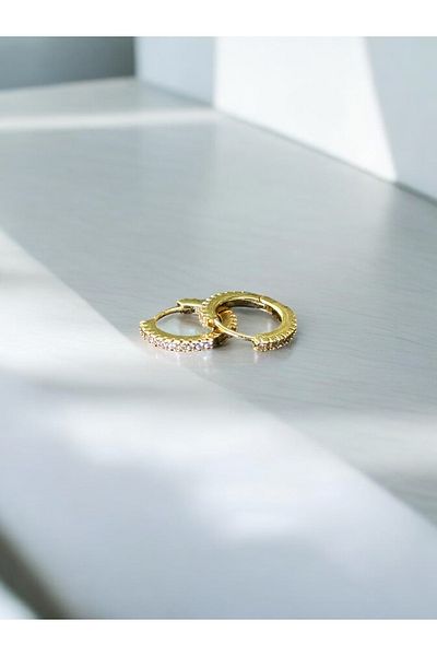 NiAccessory New Season Zircon Stone Steel Hoop Earrings