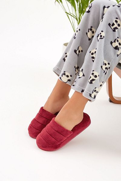 Moda Devrin Papuci de casă pentru femei, cu talpă silentioasă, închisă în față, burgundy