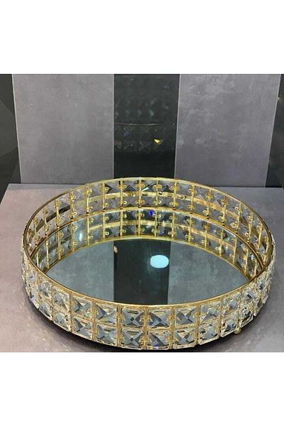 EVRA Round Stone Mirrored Tray 30 Cm
