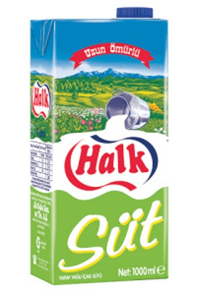 Halk 1lt Yarım Yağlı Süt