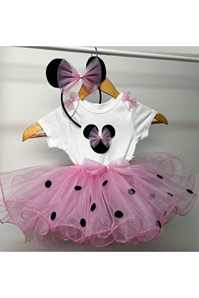 miniklerin dünyası VOLÜMLÜ TÜTÜ ETEK TİŞÖRT TAKIM MİNNİE MOUSE DESENLİ