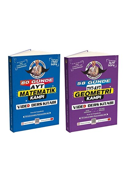 Bıyıklı Matematik 2li Vidgeo 80 Günde Ayt Matematik Ve 58 Günde Geometri Video Ders Kitabı