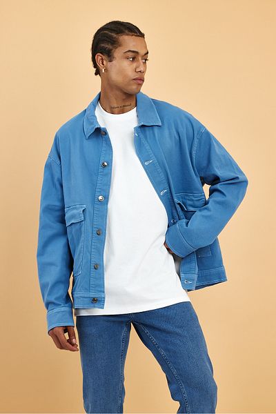 İLKCET MODA Ανδρικό μπουφάν Oversize Gabardine Washed