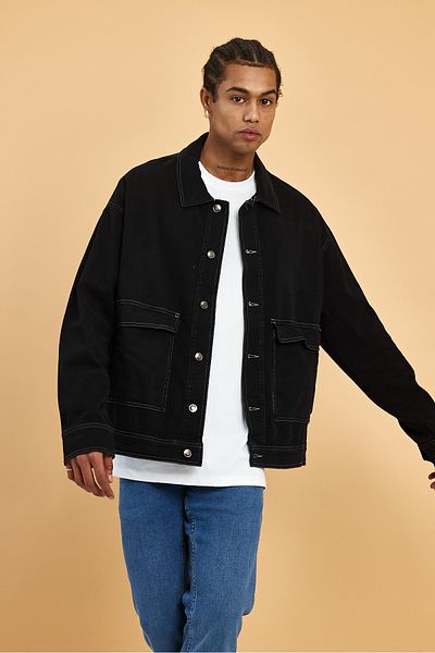 İLKCET MODA Ανδρικό μπουφάν Oversize Gabardine Washed