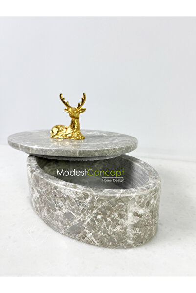 Modestmar Doğal Gri Mermer Kase, Mermer Takı Kutusu,mermer Organizer, Dekorat...