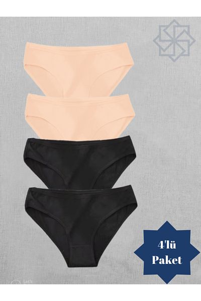 Adeniz Set de 4 bikini pentru femei din bumbac-lycra - piele neagră