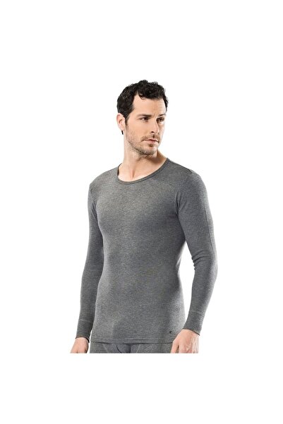 Cacharel 1603 Erkek Termal Erkek Uzun Kol Erkek Bisiklet Yaka - Gri Melanj