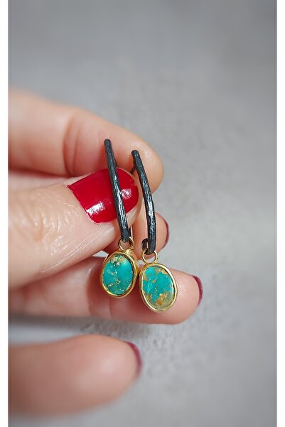Gaia Jewelry Turkuaz Taşlı Gümüş Küpe (ALTIN KAPLAMA)