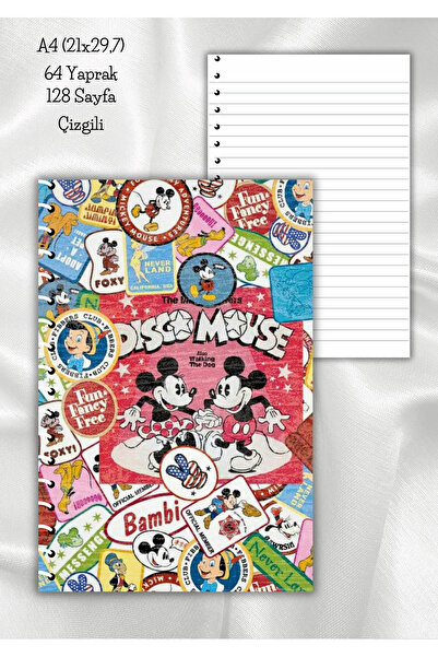 daily notebook Mickey Mouse Spiralli Çizgili Okul Defteri,64 Sayfa, A4 (21X29,7 CM)