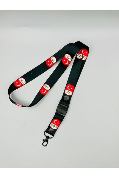 CİCCİBİCCİSHOP Türkiyeye Olympiyt Logo - Neck Strap Rope with Intermediate Apparatus (Inserted) and Whistle Rope