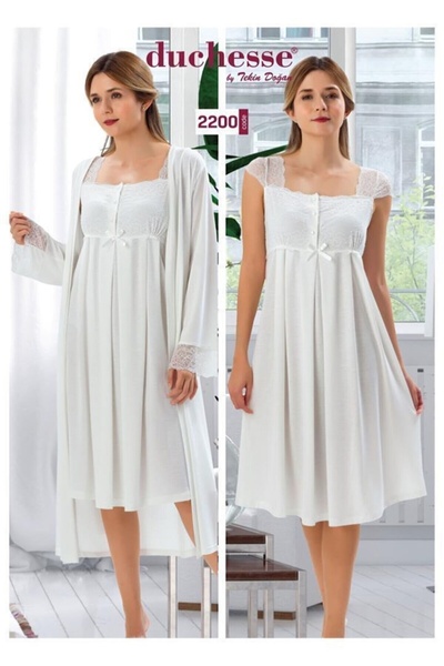 Duchesse 2200 Σετ νυχτικό εγκυμοσύνης με ρόμπα-εκρού