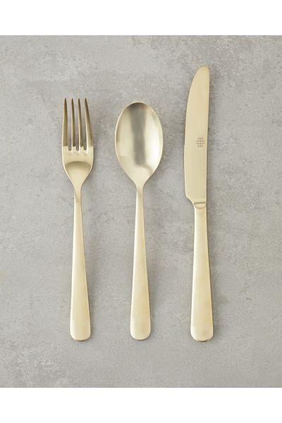 English Home Leptis 18/10 Stainless Steel - Fork, Spoon, Knife Set for 6 Persons Gold
