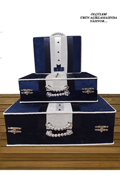 Hasret Çeyiz Sandık Gelin Damat Bavul Çanta Çeyiz Bohça Kutusu 3lü 0567