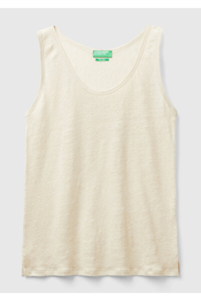 United Colors of Benetton Μπεζ γυναικείο εσώρουχο - 100% λινό, άνετη εφαρμογή, χοντρό λουράκι