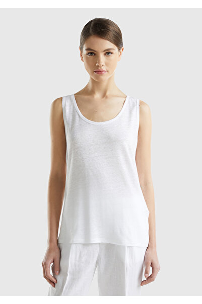 United Colors of Benetton Λευκό λινό γυναικείο εσώρουχο - Άνετη εφαρμογή και χοντρές τιράντες