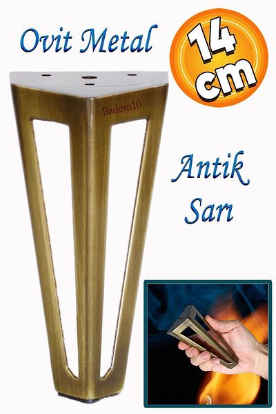 Badem10 Ovit Metal 14 Cm Mobilier Galben Antic Fotoliu Canapea Consolă Puf Unitate TV Riser Picior Picioare