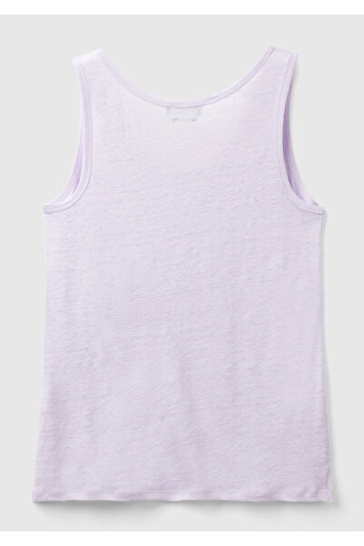 United Colors of Benetton Lilac Linen Women's Tank Top - Comfortable Fit, Thick Straps