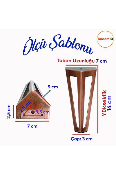 Badem10 Ovit Metal Antic Cupru 14 Cm Mobilier Fotoliu Canapea Consolă Tv Unități Riser Picior Picioare 4buc