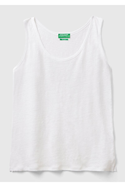 United Colors of Benetton Λευκό λινό γυναικείο εσώρουχο - Άνετη εφαρμογή και χοντρές τιράντες