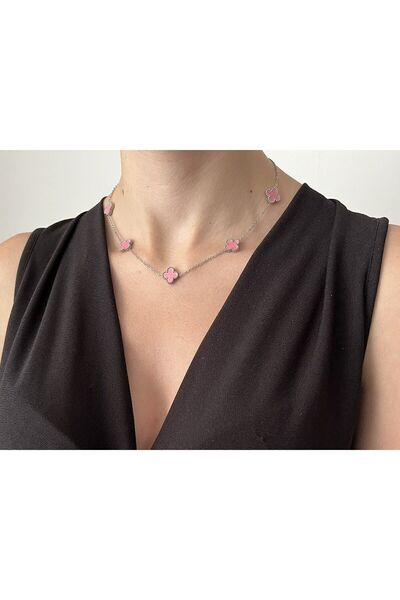 ANGELSS JEWELLERY قلادة البرسيم الوردي 316l الصلب